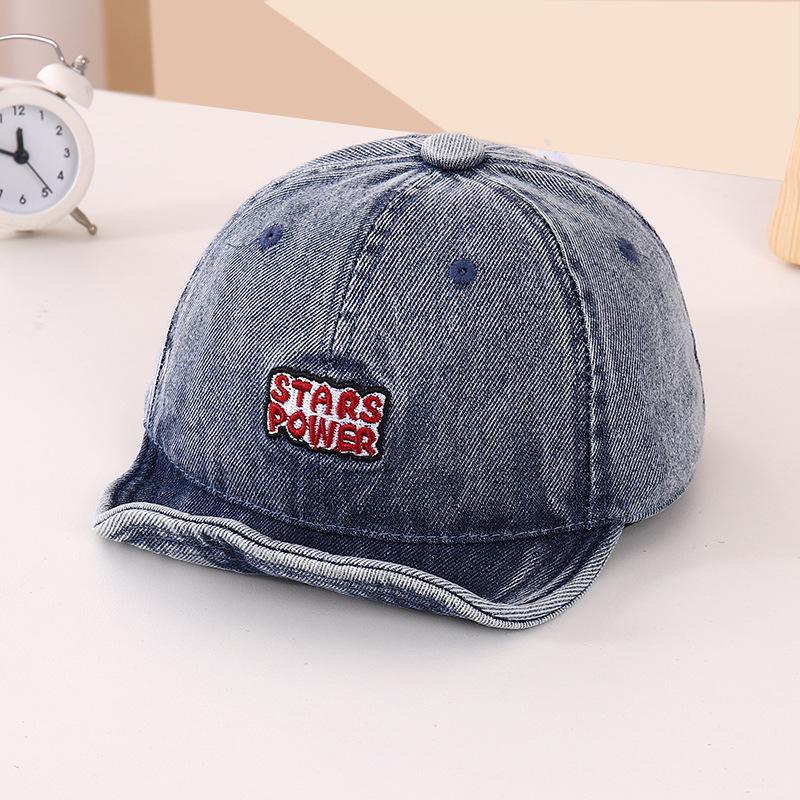 New Denim Letter Baby Baseball Caps Summer Vintage Soft Brim Outdoor Sun Hats For Baby Boy Casual Sports Kids Peaked Hats