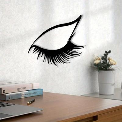 Vintage Iron Eyelash Metal Wall Art Sculpture Powder Coated Bathroom Decor Gift for Girls Holiday Home Decoration