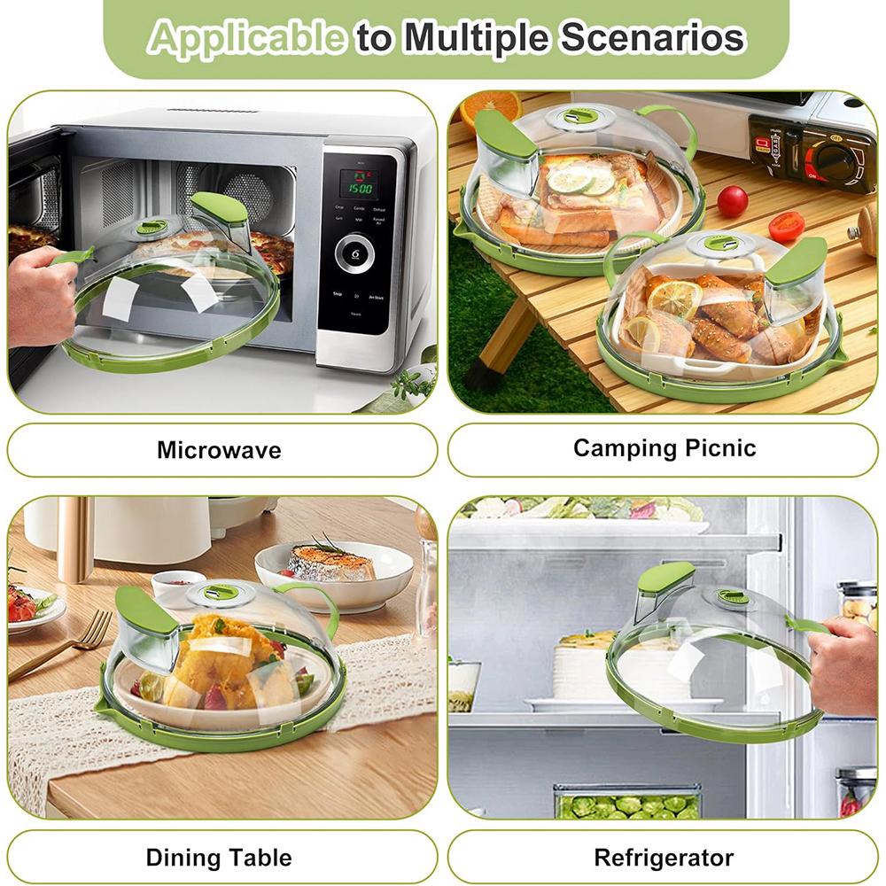 New Microwave Cover for Food Clear Microwave Splatter Cover with Water Steamer and Handle 10 Inch Plate Covers Kitchen Gadgets