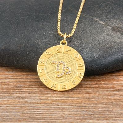 Nidin New Hot Sale 12 Constellation Drop Pendant Necklace Gold Plated Jewelry Collar Clavicle Choker Birthday Gift for Women Men