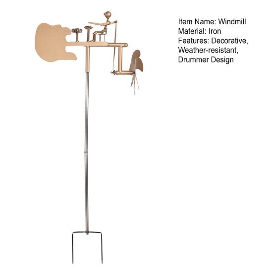 Yousheng Rock Drummer Windmill Handmade Metal Drummer Sculpture Garden Wind Spinner Percussionist Music Figurine for Patio Yard Lawn Decor