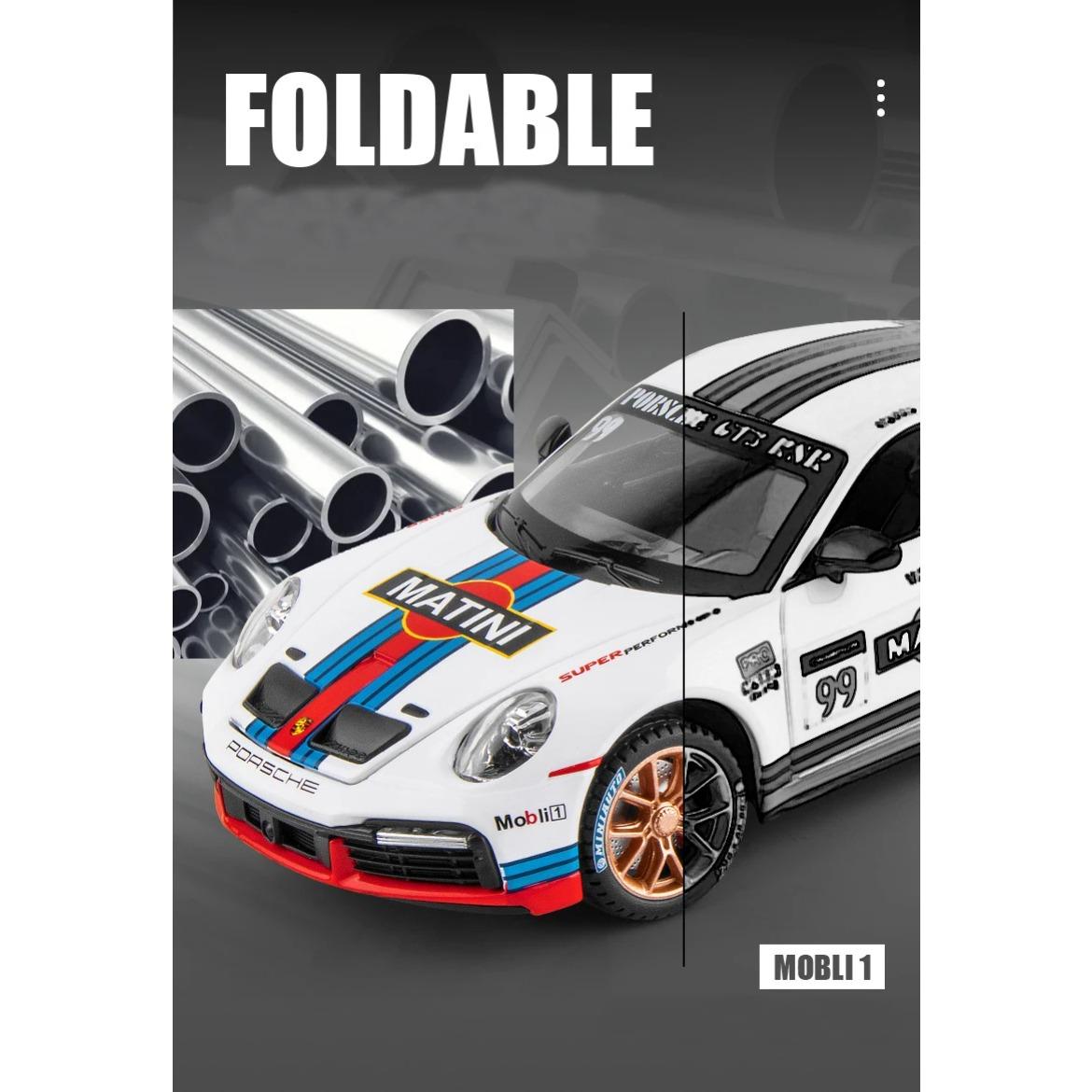 1/24 Porsche 911 GT3 RSR литые игрушечные машинки из металла модель автомобиля звук свет — фото 6