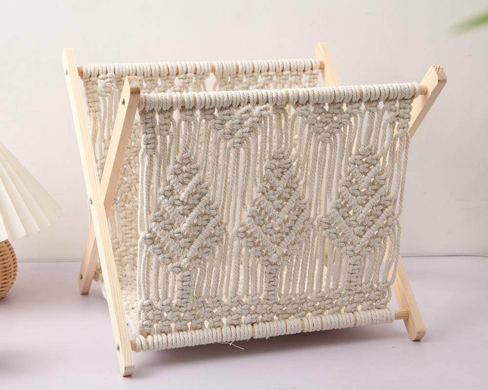 Nordic Cotton Rope Woven Magazine & Book Rack - Creative Floor-Standing Display