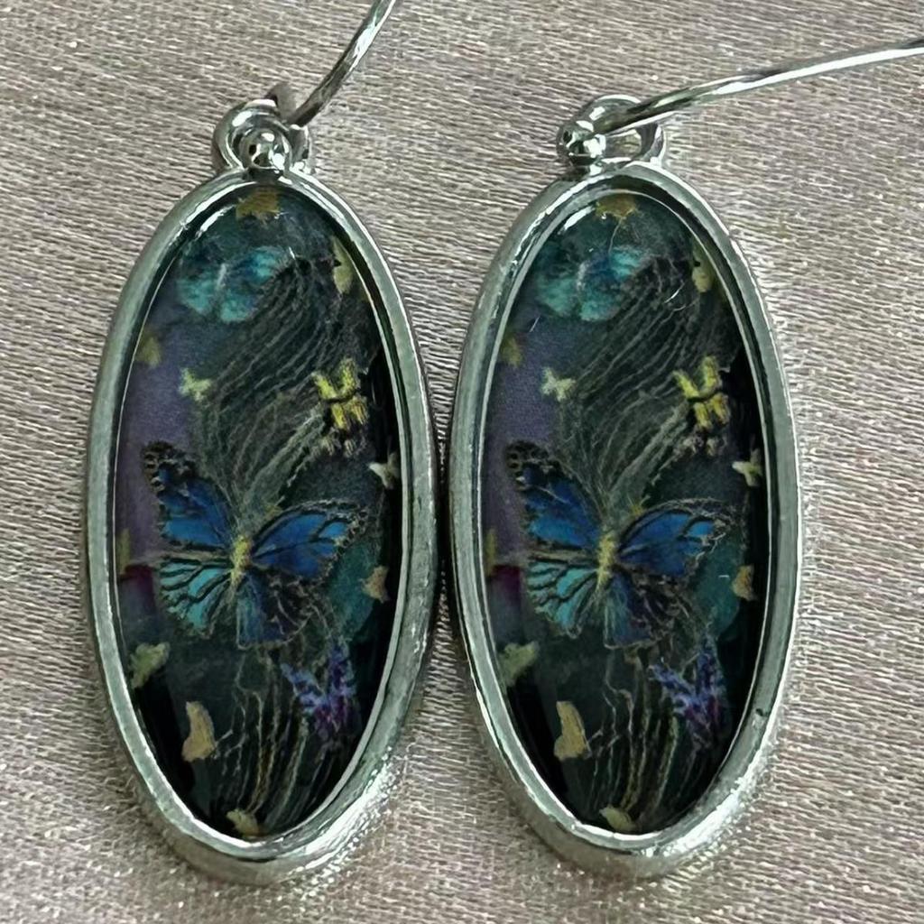 Boucles d'oreilles Puces Rétro Bohèmes à Texture Ovale