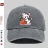 Cute Kitten Strawberry Graphic Washed Baseball Cap Denim Casual Adjustable Outdoor Dad Hat