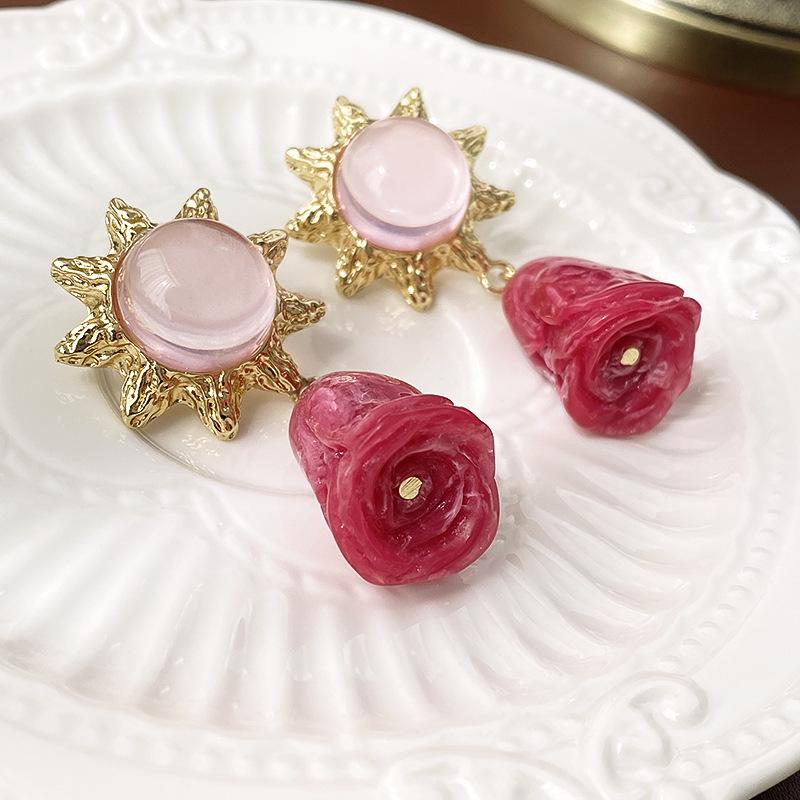 

Винтажные розовые серьги-пусеты в виде цветка из сплава - Преувеличенная ретро-мода