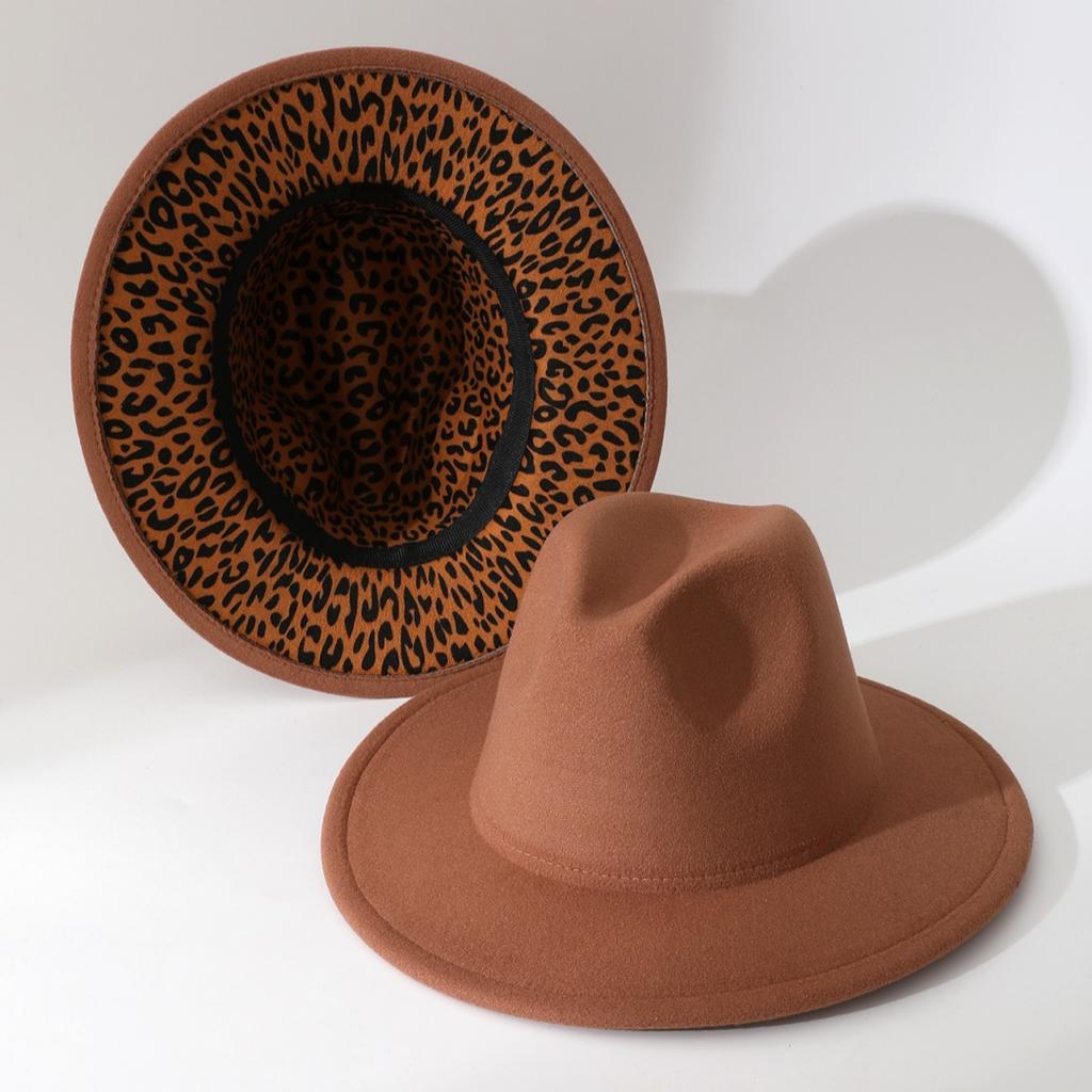 Hot-selling new fashion soft felt hats for men and women, reversible leopard print jazz hats, spring and autumn ethnic hats, fedora hats