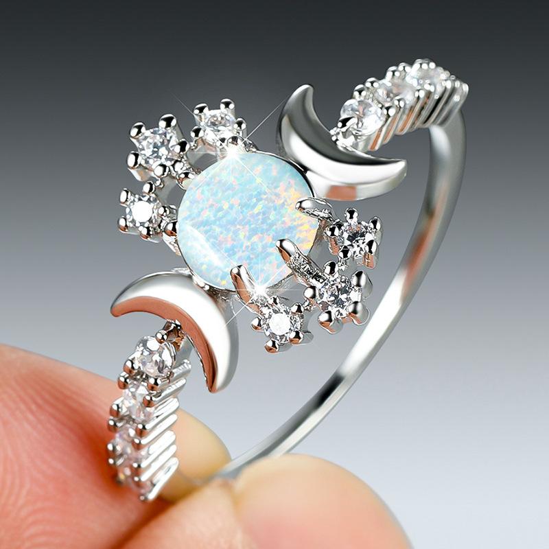 New European and American Style Personalized Circular White Light Surface with Double Moon Edge Inlaid with Colored Diamonds and White Diamonds