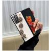 Dámský látkový náramek s mřížkovým vzorem Kryt na telefon Samsung Galaxy Z Fold 3 5g Zfold 4 Houndstooth Potištěné pouzdro Pu Leather Hard