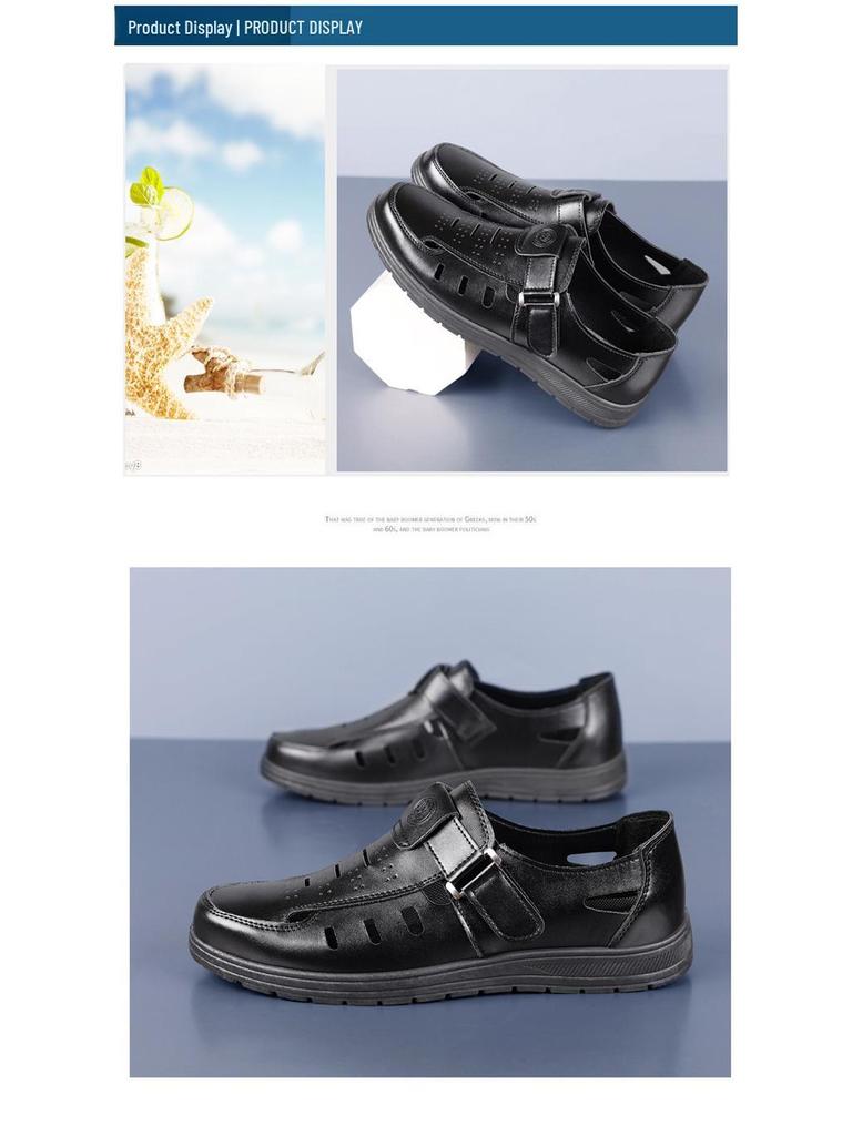 Pánské všestranné nízké prodyšné ležérní sandály TEMU s měkkou koženou podrážkou