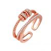 Anti Anxiety Ring Rotatable Ring For Women Men Anxiety Worry Finger Stress Relief Rings With Beads Adjustable Spinner Rings