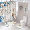 Bathroom Shower Curtain Four-piece Digital Printing Beach Shell Waterproof Shower Curtain Shower Curtain Partition Curtain Bath Mat