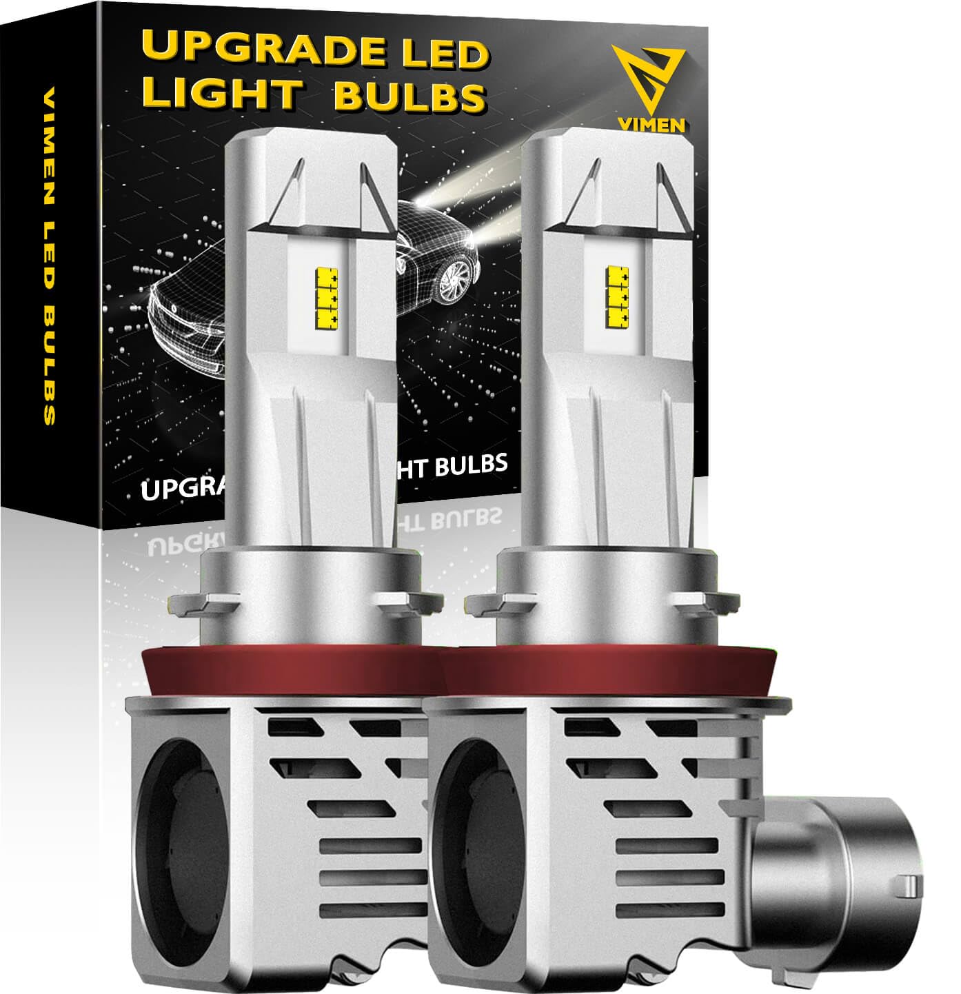 

VIMEN H11 LED Headlight for Cars, Integrated H8/H9 LED Bulb, 6,500K White, High Brightness, H11/H8/H9 fan белый