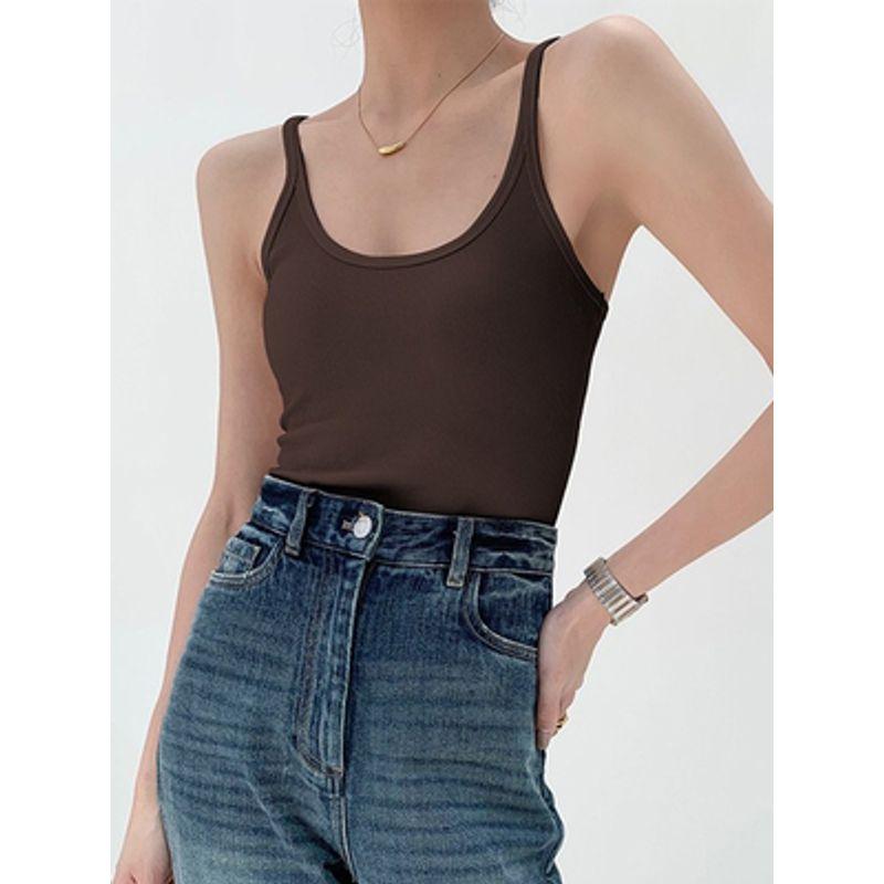 

Хлопковая нить Приталенный I-силуэт Чистое желание Низкий вырез Ключица Бретелька Brown L