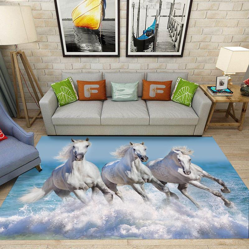 3D Horse Print Ara Rug Living Room Floor Mat Large Area Rug No Shedding Non-Slip Carpet for Bedroom Boys Girls Home Decor