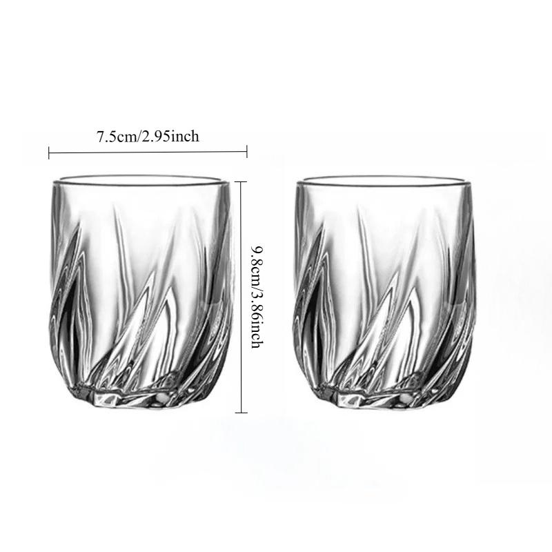 320ml/370ml Luxury Wine Glasses Carved Cold Drink Cup Cocktail Glass Transparent Drinking Glasses Whiskey Glass Bar Mojito Cup 2pcs
