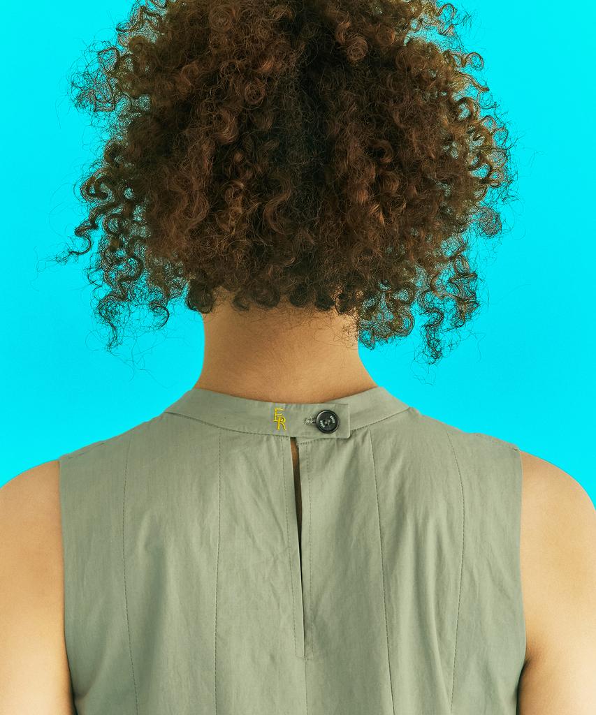 Er Er Pleated Detail Dress Khaki