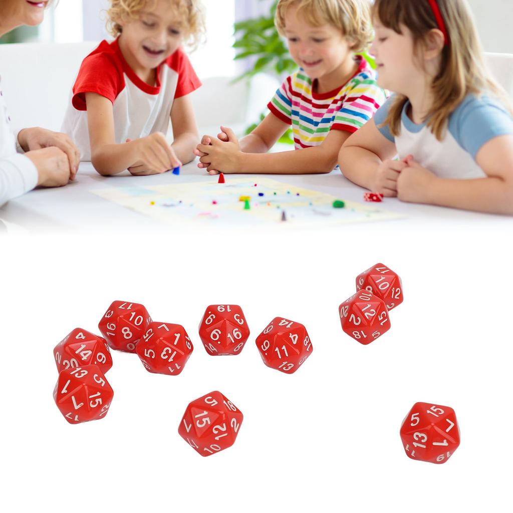 10PCS Polyhedral Dice Set Plastic Lightweight 20 Sided Dice for Role Playing Table Games