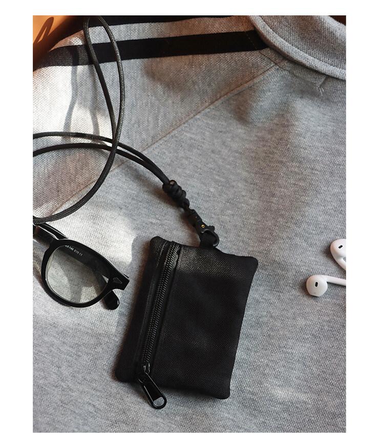 

Японский повседневный холщовый маленький кошелек с подвесным шейным шнурком на молнии для мужчин и женщин, милый тигр, булавки, карта, ключ, наушники, сумка чёрный