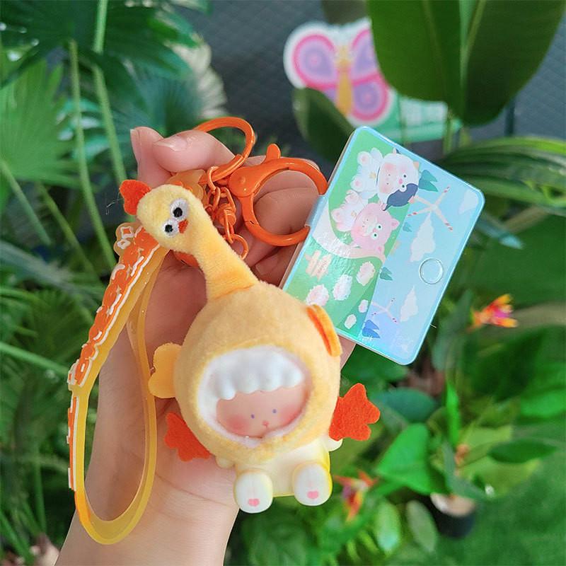 Charming Pvc Yellow Hooded Sheep Keychain Perfect Cartoon Gift And Accessory