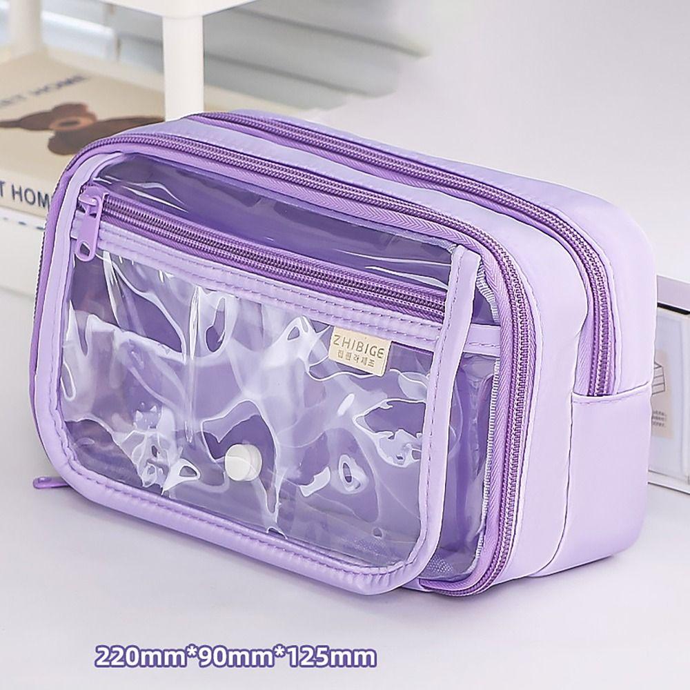 Transparent Flip Cover Pencil Case 8 Layers Stationery Storage Pouch  Office School Supplies