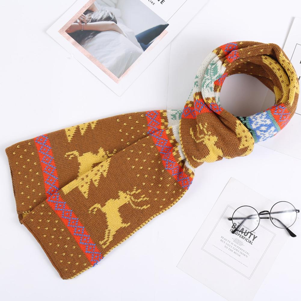 Fashion Christmas Pattern Elk Woolen Scarf Delicate Knitting Warm Scarves for Fall Winter
