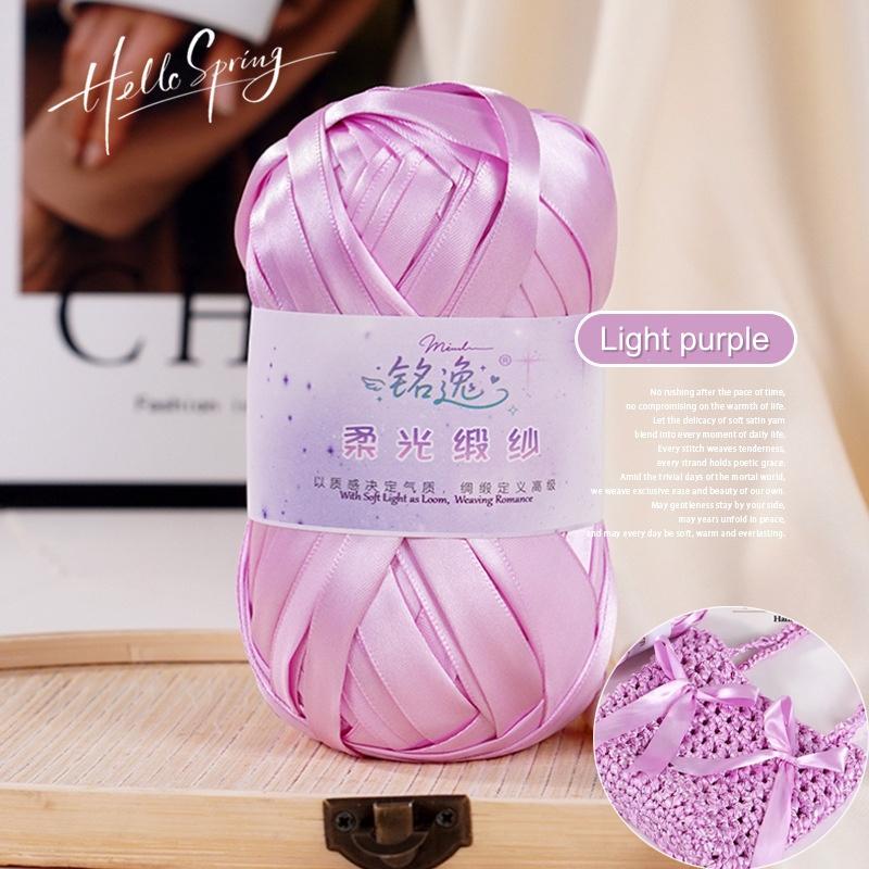 100g/roll 25mm Chunky Soft Satin Yarn Iridescent Metallic Sparkle Thread DIY Crochet Bag Knitting High-Gloss Yarn Craft