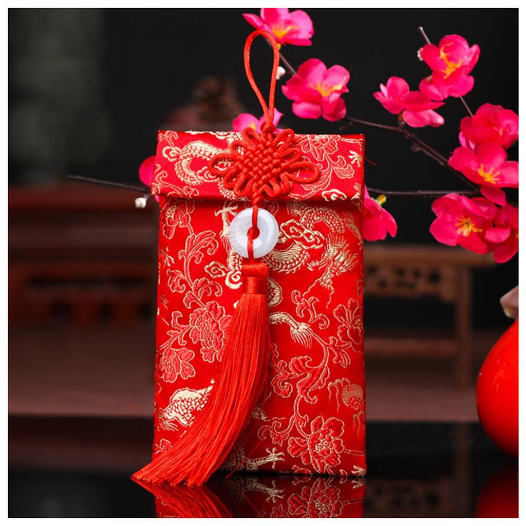 Chinese Brocade Red Envelope Bag Spring Festival Luck Red Packets Bag 2026 New Year Decoration For Chinese Wedding Birthday