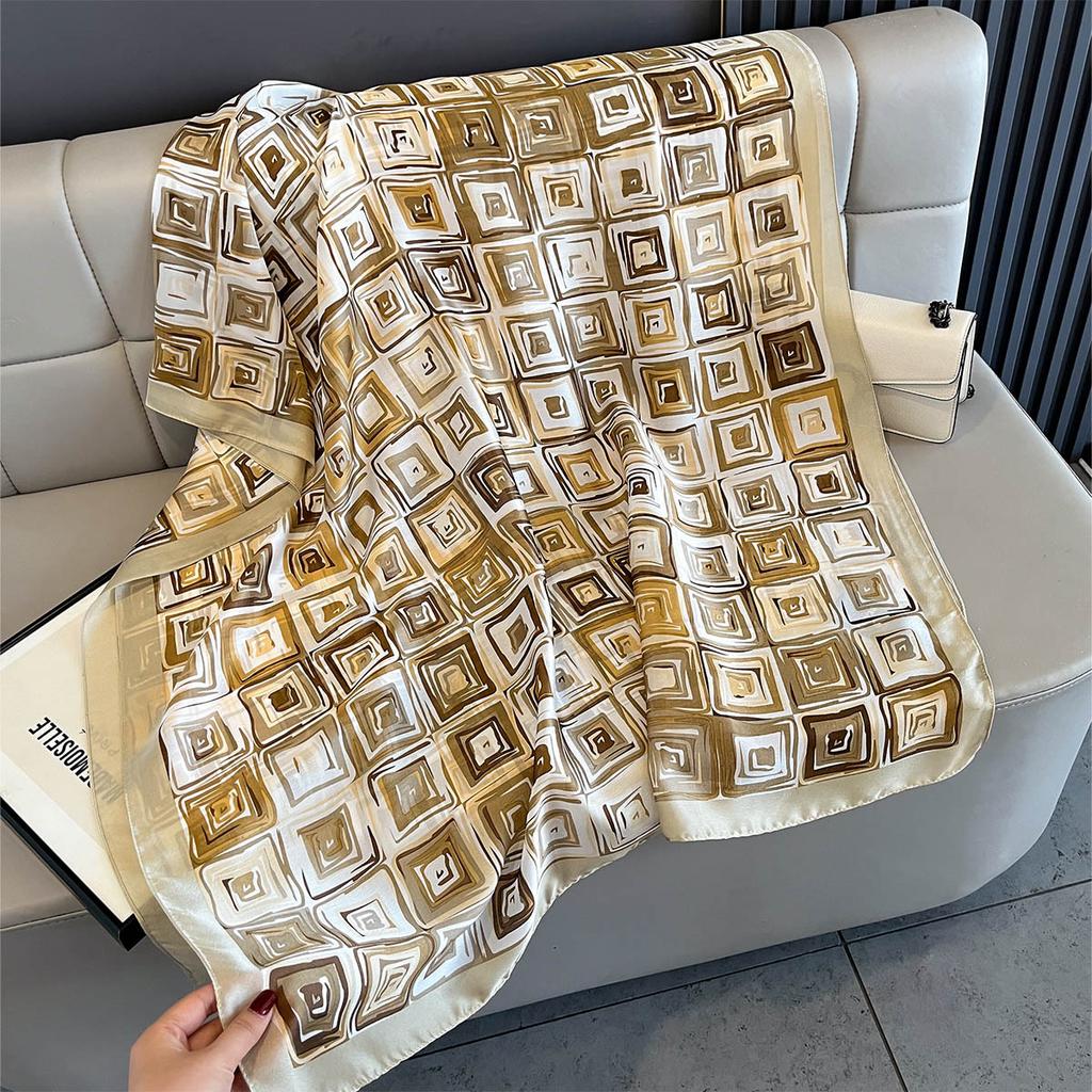 New Women Scarves Spring Summer Autumn Luxury Print Thin Light Satin Scarf Fashion Wrap Shawls 55 Colors Elegant Bandana Poncho