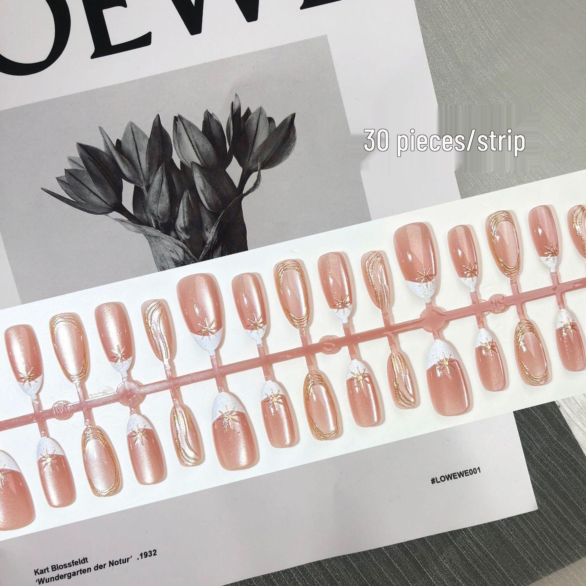 

2025 Pink Champagne Star Moon Gilded Nail Art Patches