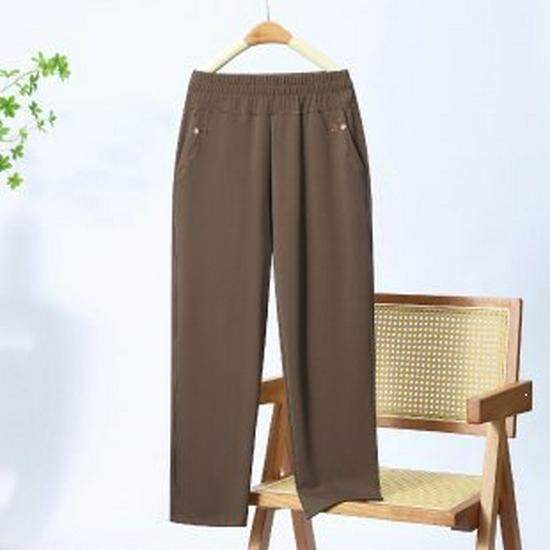 

Summer Ice Silk Breathable Casual Pants: New 2026 Elastic Waist Long Pants for Middle-Aged & Elderly Women 4XL