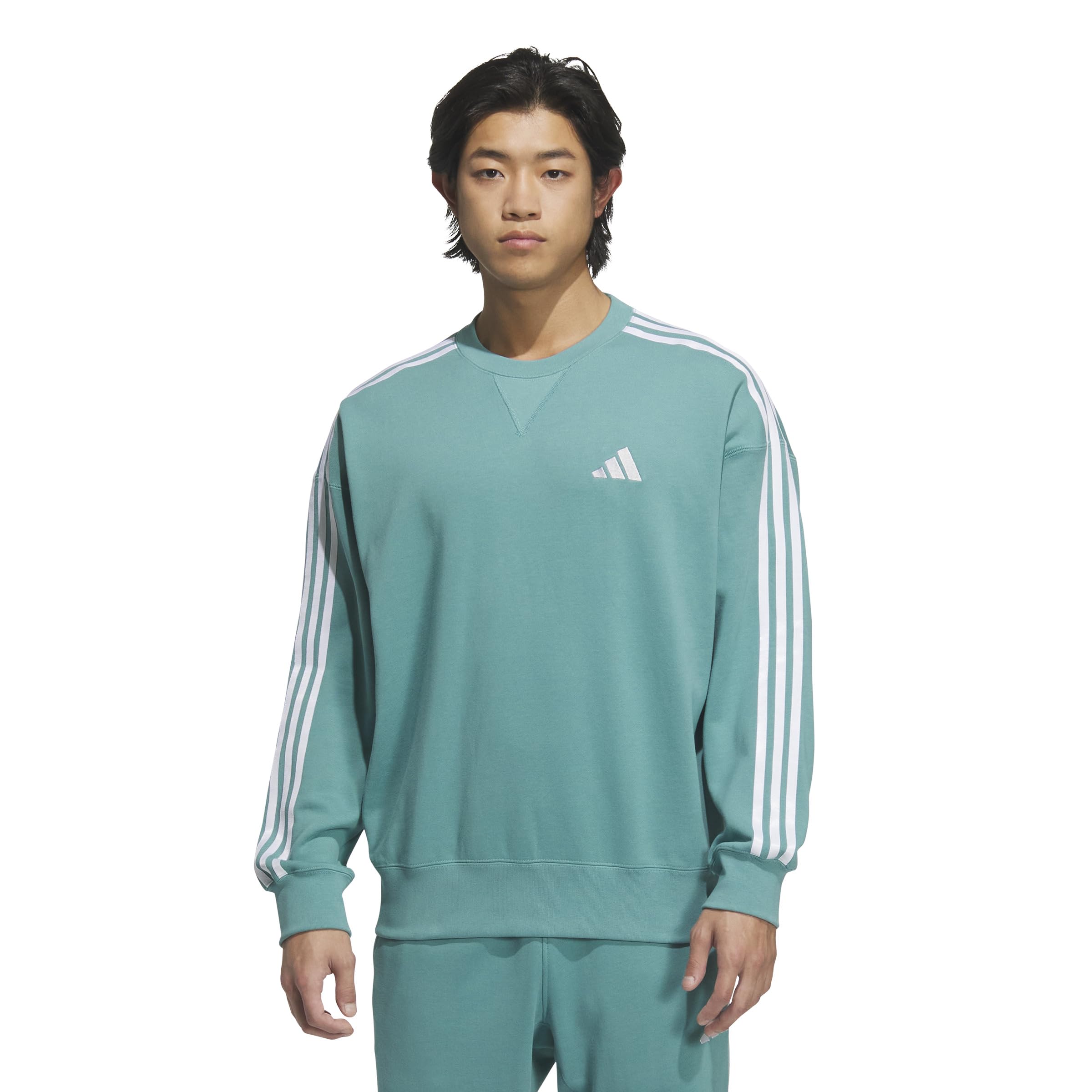 

Мужская толстовка Adidas Crew JUP87 Цвет: Порошковый бирюзовый Размер: 3XL ESS+ с 3 полосками (KB3664),