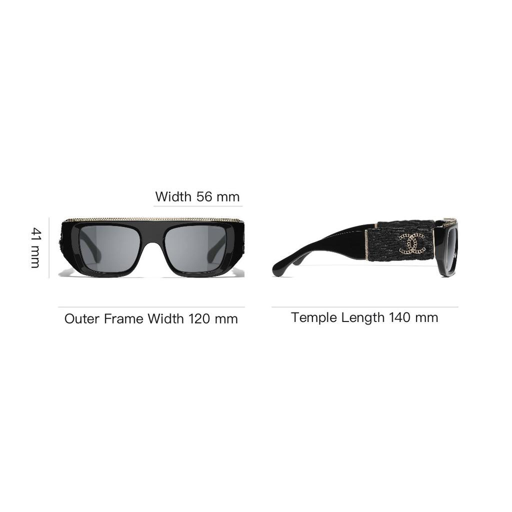 Chanel Logo Arm Acetate Pilot Sunglasses Women Sunglasses Black C622/S4,A71549-X22001-S3005