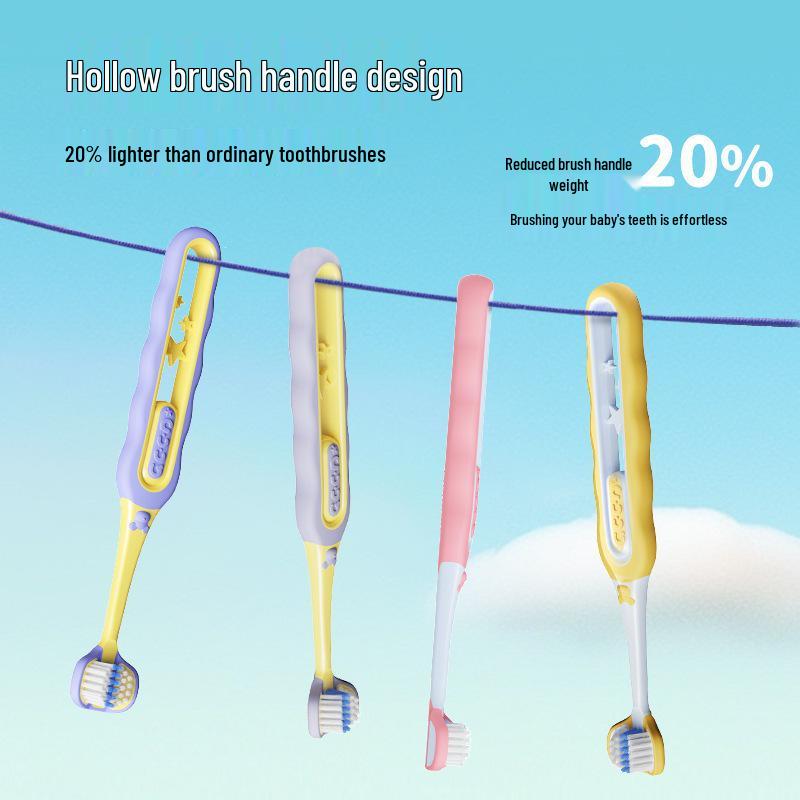 Kids' Three-Sided Soft Bristle Toothbrush for Thorough Cleaning