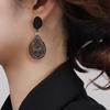 European and American Retro Black Hollow Flower Earrings Women's Fashion Water Drop Design Earrings Exaggerated Personality High-end Earrings