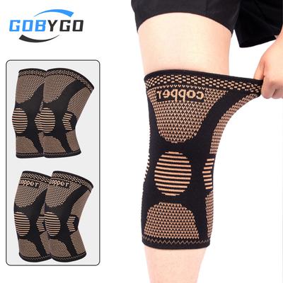 Durable And Safe 1Pair Knitted Breathable Sports Knee Pads Copper Fiber Knitted Copper Ion Knee Pads Basketball Knee Pads Men Women Unisex