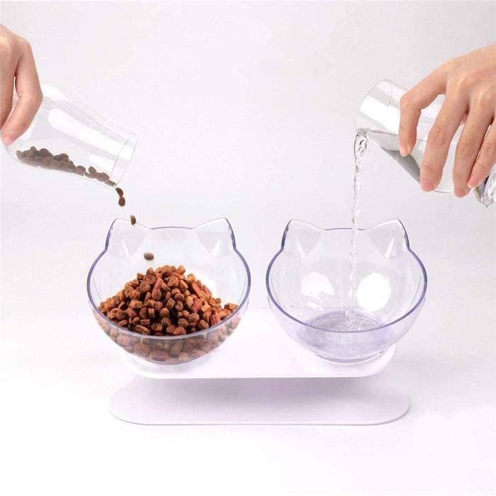 Bol de nourriture - nc - inclinable à 15° - pvc non toxique - transparent - double compartiment