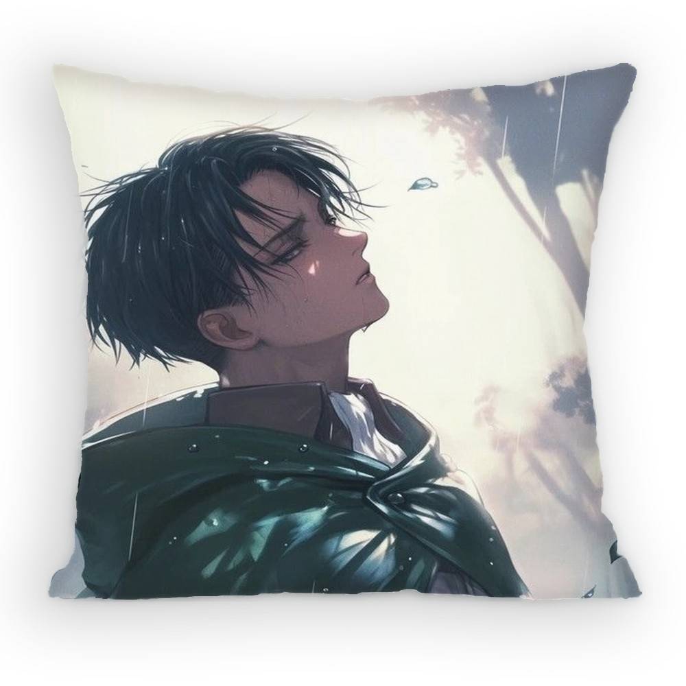 Attack On Titan Levi Ackerman Pillow Case Antidustmite Pillowcase Invisible Zipper Silky Short Plush Sofa Cushion Cover