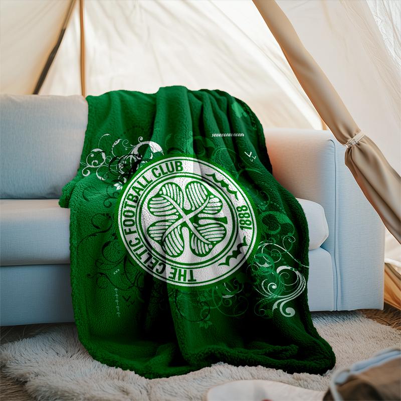 1pz Coperta Morbida in Flanella Stampata con Stemma del Celtic Football Club per Camera da Letto Adulti Soggiorno Divano Campeggio Viaggio Regali per Fan Regali di Natale
