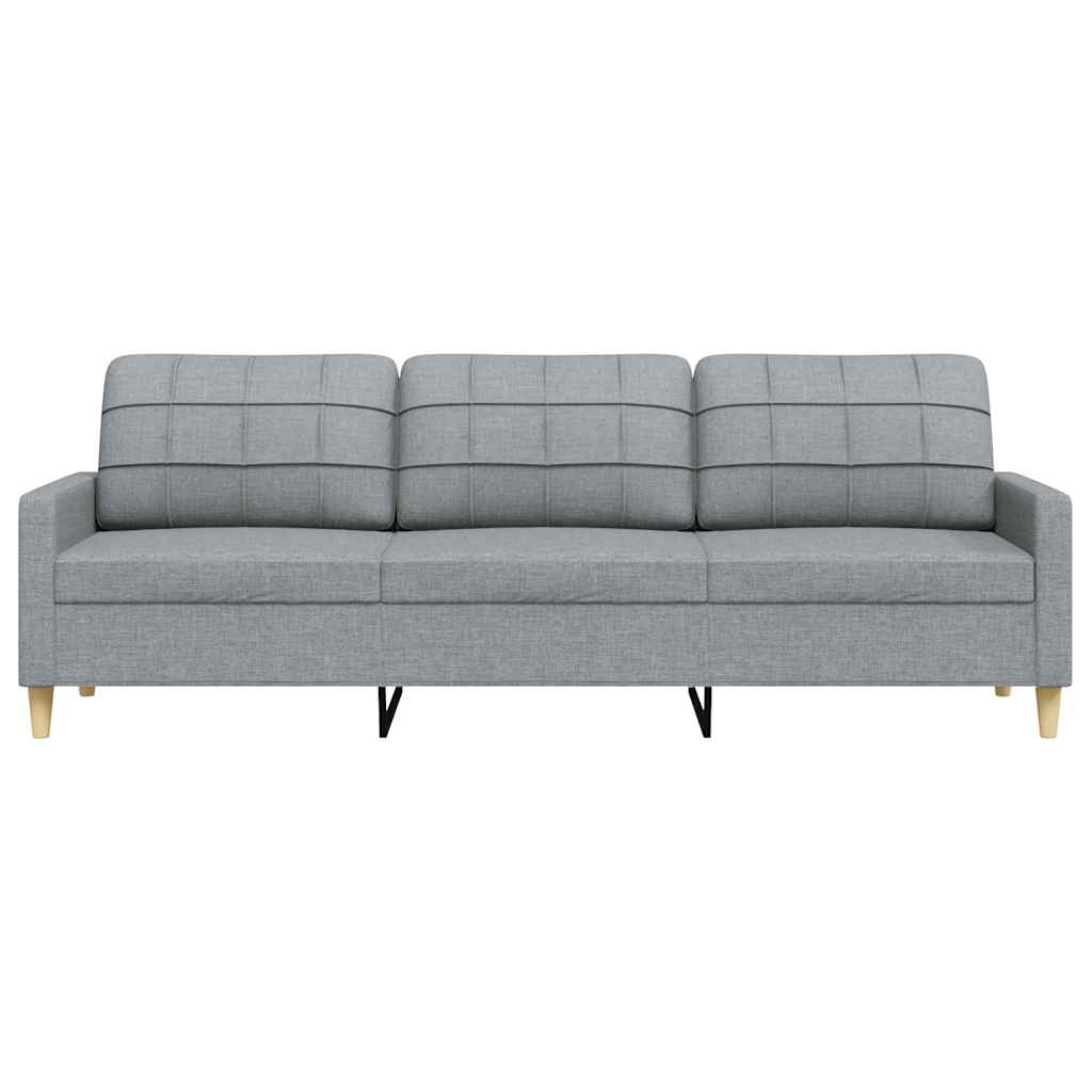 3 Seater Sofa Light Grey 210 Cm Fabric