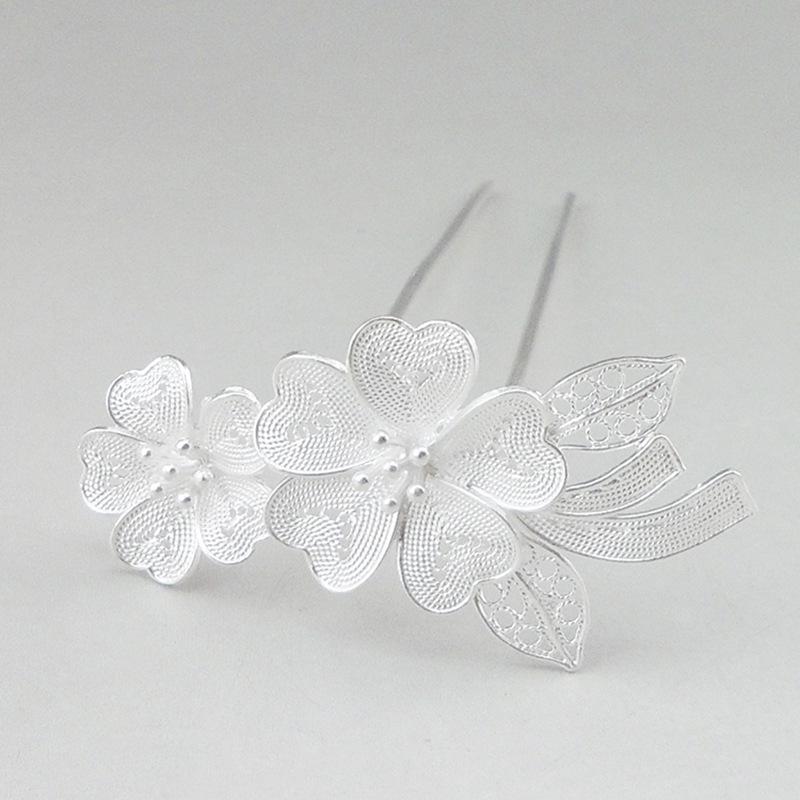 Ручная работа Yinxiu Qiancheng Заколки из серебра 999 пробы: Древний стиль головного убора для Ханьфу и Ципао 5.8±1g