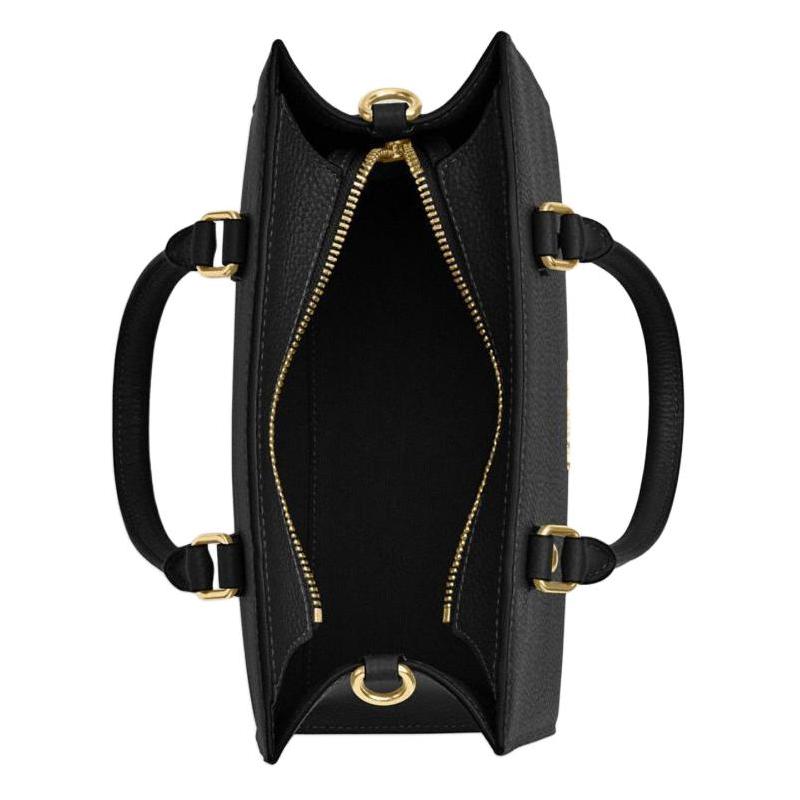 Coach Maggie 25 Gold Logo Pebbled Leather Tote Bag Shopping Bag Shoulder Crossbody Tote Medium Women's Black