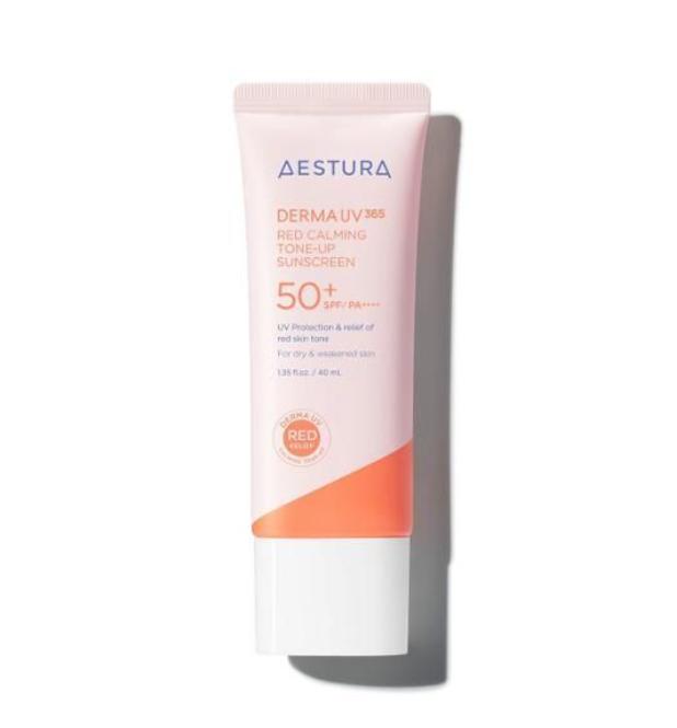 AESTURA DermaUV365 Red Calming Tone-Up Sunscreen 40ml + 20ml | Brightening + Soothing | SPF50+