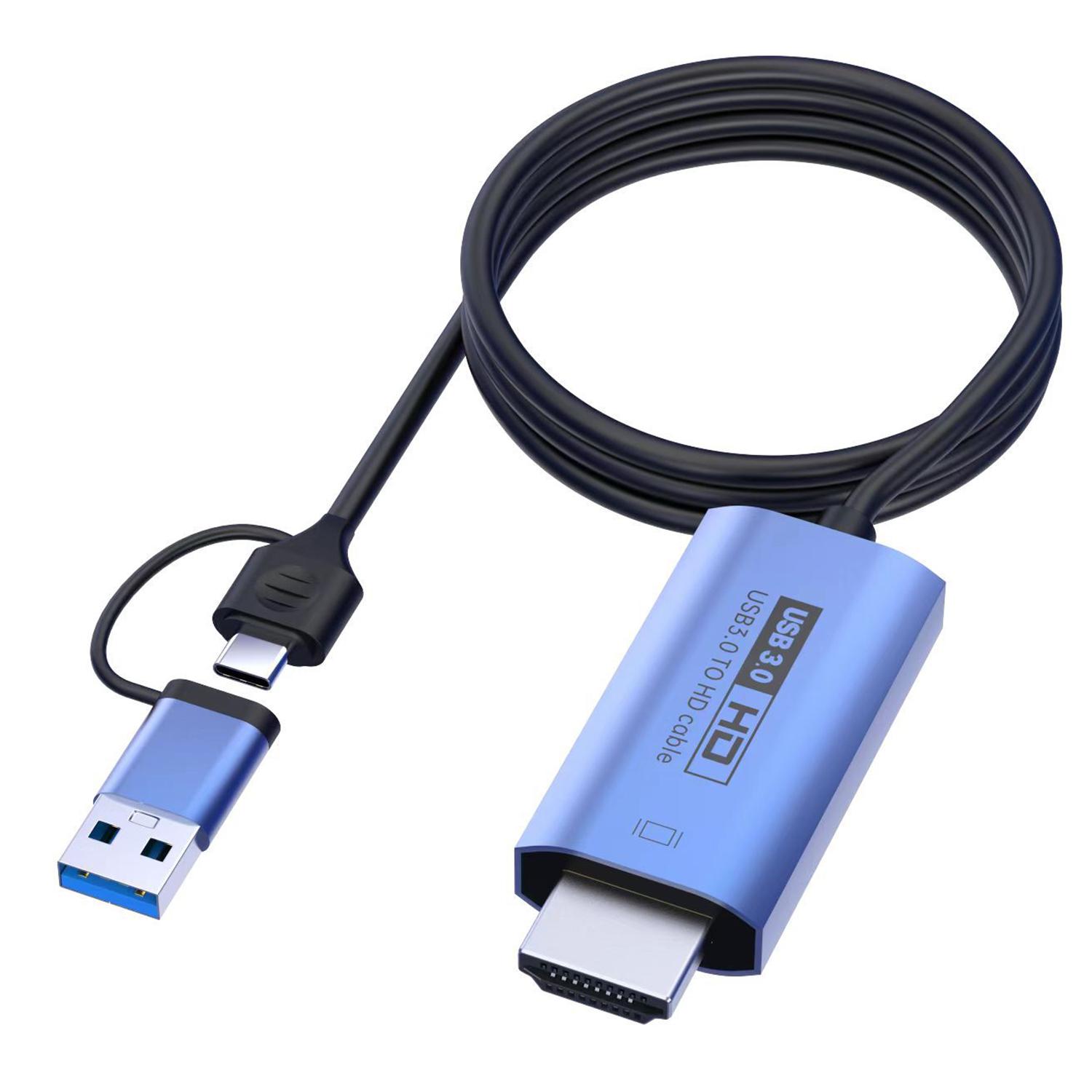 

V05E 2.0m USB3.0 to HDMI Adapter Cable 2-in-1 Type-C+USB to HDMI Converter As Shown A