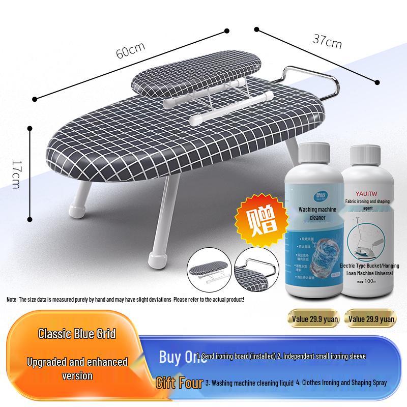 Folding Mini Ironing Board with Ironing Pad and Clothes Rack