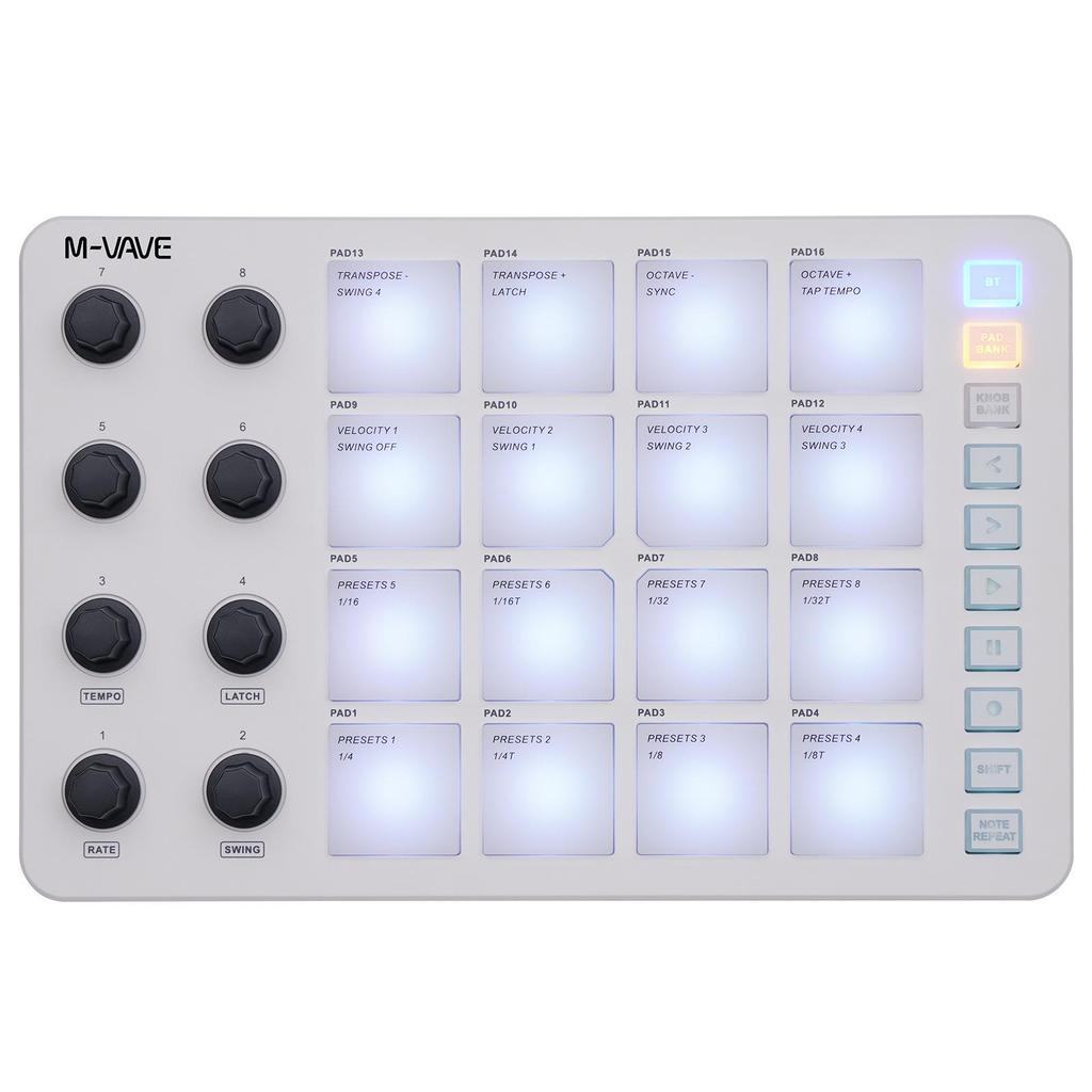 RGB Backlit MIDI Controller Drum Pads with Mixer and Rhythm Keyboard