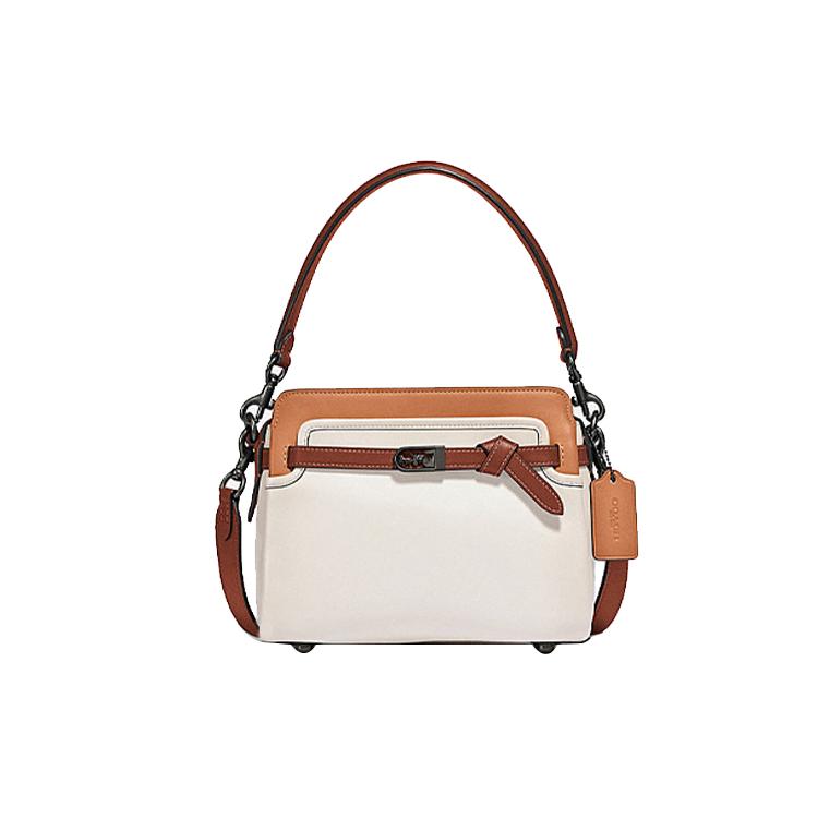 New COACH Tate Leather Handbag, Shoulder Bag, Crossbody Bag Women's White, Brown & Multicolor C2586-V5SBJ