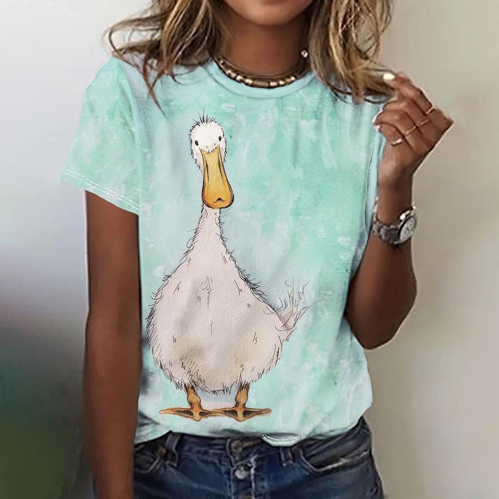 Plus Size Funny Cow Print T-shirt Casual Short Sleeve Crew Neck Top for Summer Women Plus Size Clothing Quick Drying Breathable