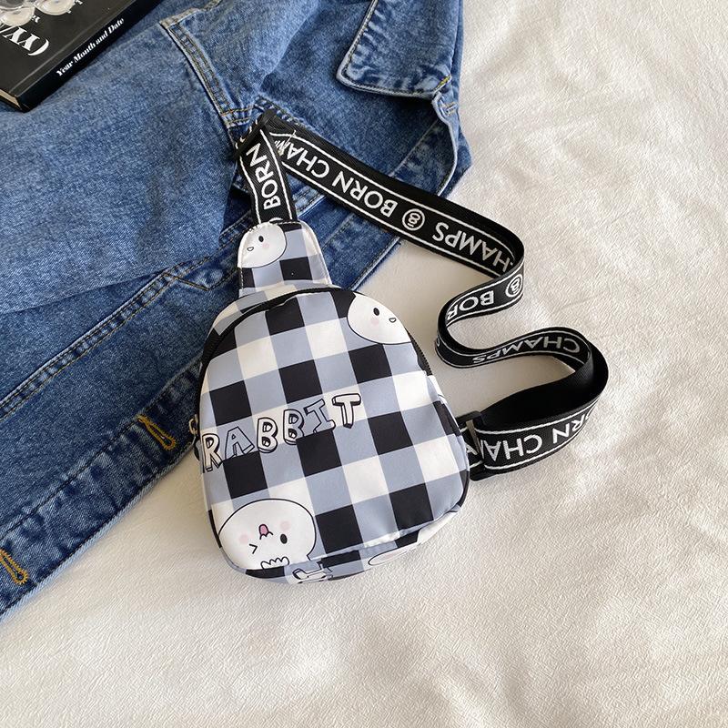 Spring and Summer Lightweight Small Bag Women's 2025 New Contrasting Color Messenger Plaid Key Mobile Phone Bag Waist Bag Breast Bag