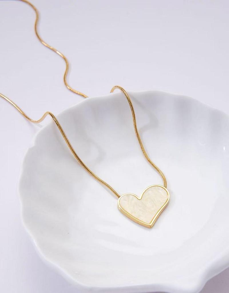 Minimalistisches Herz-Halsketten - Damen Europäische & Amerikanische Mode, Nicht verblassender Titanstahl Schmuck Zubehör